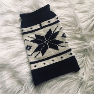Pup/kitty winter sweater - XS white/navy blue